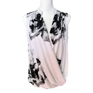 Nygard Ladies White & Black Watercolor Sleeveless "Missy" Top, Size Large